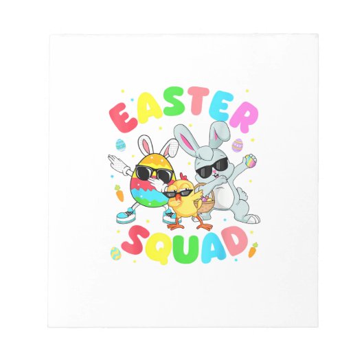 Groovy Funny Rabbit Egg Chick Easter Squad Day Men ノートパッド (正面)