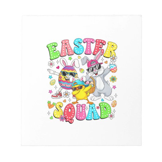 Groovy Funny Rabbit Egg Chick Easter Squad Day Men ノートパッド (正面)