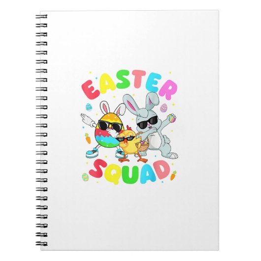 Groovy Funny Rabbit Egg Chick Easter Squad Day Men ノートブック (正面)