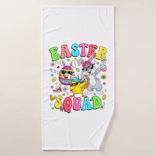 Groovy Funny Rabbit Egg Chick Easter Squad Day Men バスタオル (バスタオル)