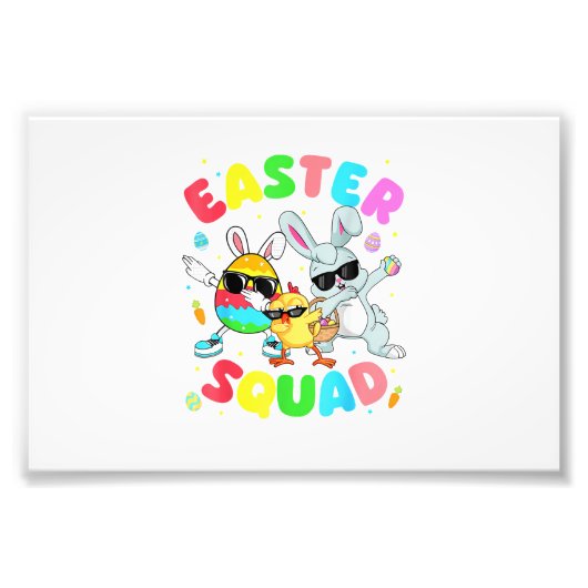 Groovy Funny Rabbit Egg Chick Easter Squad Day Men フォトプリント (正面)