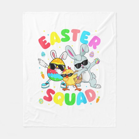 Groovy Funny Rabbit Egg Chick Easter Squad Day Men フリースブランケット (正面)