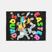 Groovy Funny Rabbit Egg Chick Easter Squad Day Men フリースブランケット (正面(横))