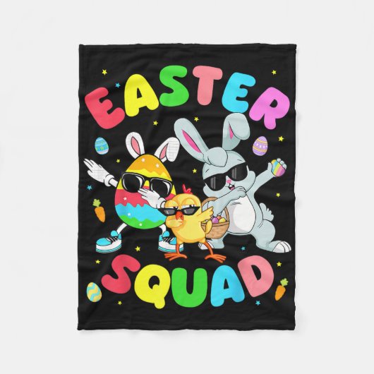 Groovy Funny Rabbit Egg Chick Easter Squad Day Men フリースブランケット (正面)