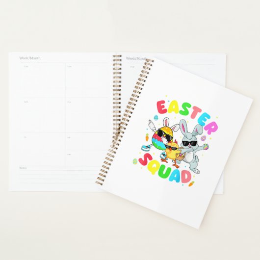 Groovy Funny Rabbit Egg Chick Easter Squad Day Men プランナー手帳 (ディスプレー)