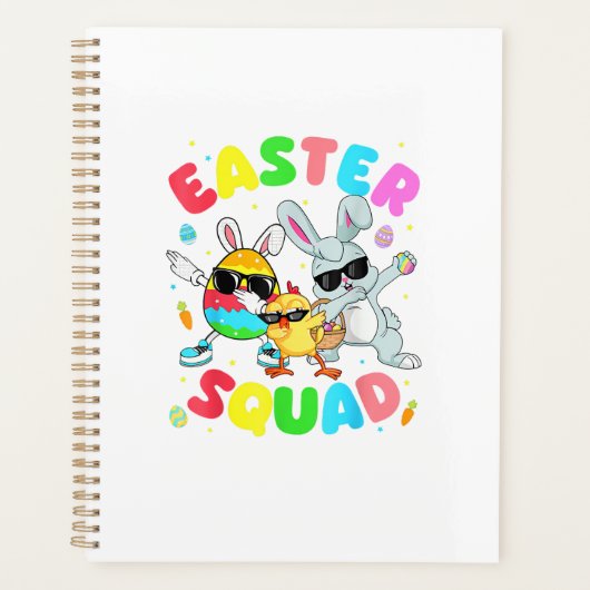 Groovy Funny Rabbit Egg Chick Easter Squad Day Men プランナー手帳 (正面)