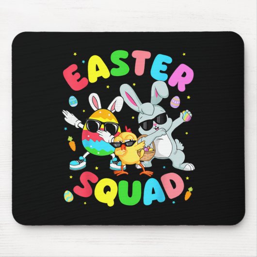Groovy Funny Rabbit Egg Chick Easter Squad Day Men マウスパッド (正面)