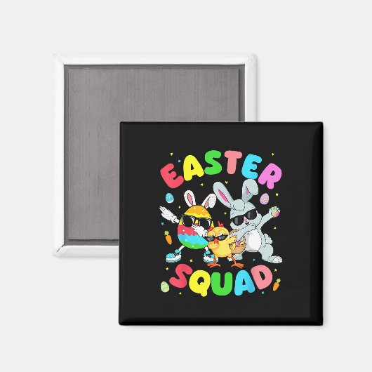 Groovy Funny Rabbit Egg Chick Easter Squad Day Men マグネット (正面/裏面)
