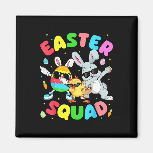 Groovy Funny Rabbit Egg Chick Easter Squad Day Men マグネット (正面)