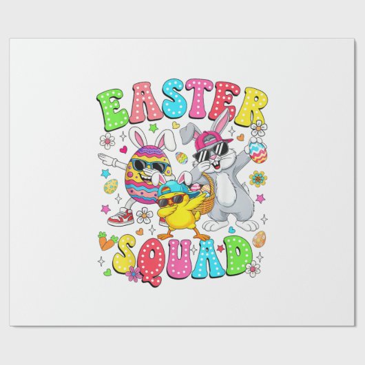 Groovy Funny Rabbit Egg Chick Easter Squad Day Men ラッピングペーパー (フラット)