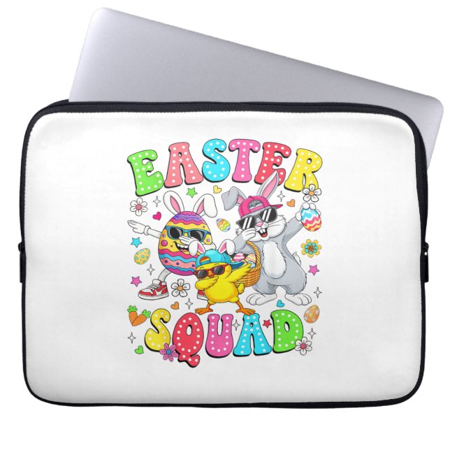 Groovy Funny Rabbit Egg Chick Easter Squad Day Men ラップトップスリーブ (正面)