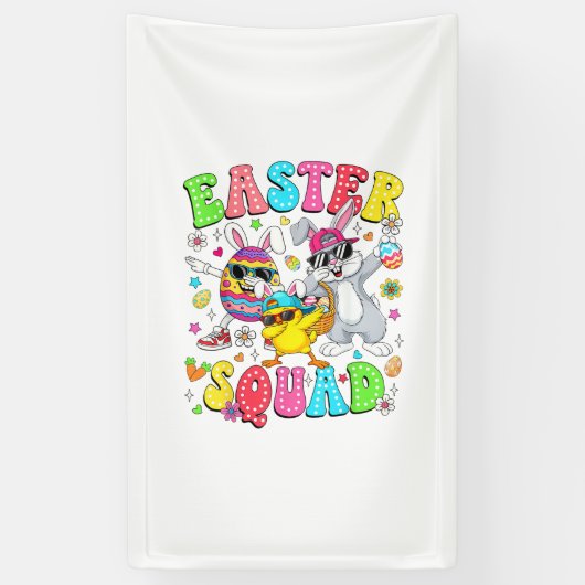 Groovy Funny Rabbit Egg Chick Easter Squad Day Men 横断幕 (縦)