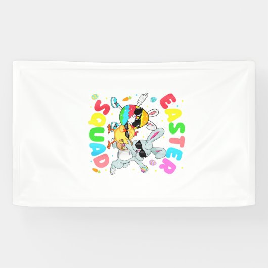 Groovy Funny Rabbit Egg Chick Easter Squad Day Men 横断幕 (横)