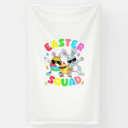 Groovy Funny Rabbit Egg Chick Easter Squad Day Men 横断幕 (縦)