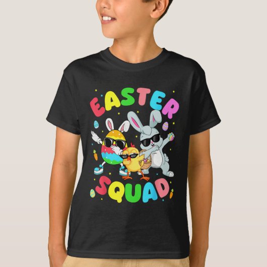 Groovy Funny Rabbit Egg Chick Easter Squad Day Men Tシャツ (正面)