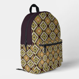 Groovy Geometric Warm Tones  プリントバックパック