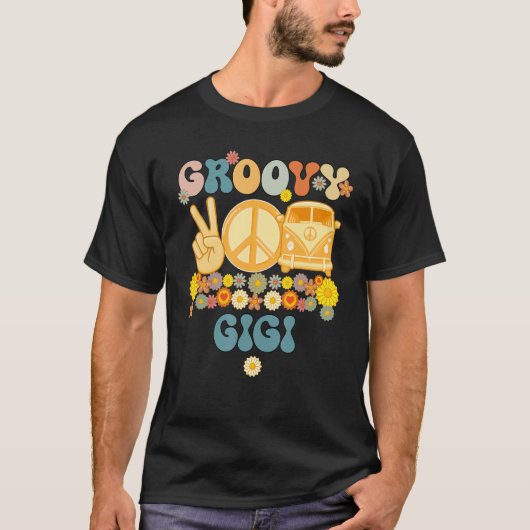 Groovy Gigiレトロマッチングファミリーベビーシャワーモス Tシャツ (正面)