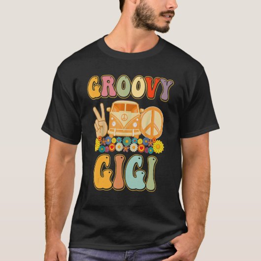 Groovy Gigiレトロマッチングファミリーベビーシャワーモス Tシャツ (正面)