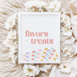 Groovy Girlの市松模様にレトロの好意と扱い ポスター