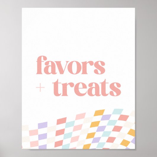 Groovy Girlの市松模様にレトロの好意と扱い ポスター (正面)