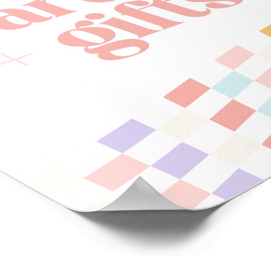 Groovy Girlの市松模様にレトロカードとギフト ポスター (角)