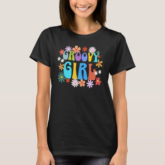 Groovy Girlレトロ70のスタイル誕生日ファンキー1970の Tシャツ (正面)