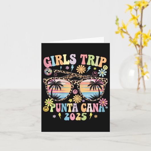 Groovy Girls Trip Punta Cana 2025 Matching Summer  カード (黄色い花)