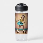 Groovy Glide：スケートホイールのレトロリズム ウォーターボトル (正面)