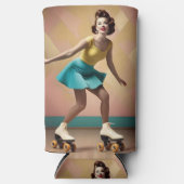 Groovy Glide：スケートホイールのレトロリズム スリム缶クーラー (正面)