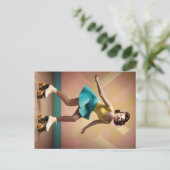 Groovy Glide:スケートホイールのレトロリズム ポストカード (スタンド正面)