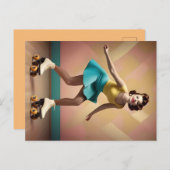 Groovy Glide:スケートホイールのレトロリズム ポストカード (正面/裏面)