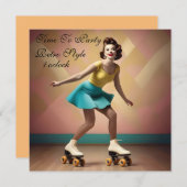 Groovy Glide：スケートホイールのレトロリズム 招待状 (正面/裏面)