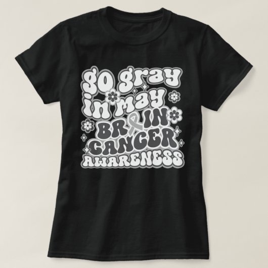 Groovy Goグレー5月の脳がん認識度 Tシャツ (デザイン正面)