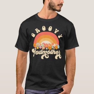 Groovy Godmotherレインボーカラフルフラワー Tシャツ