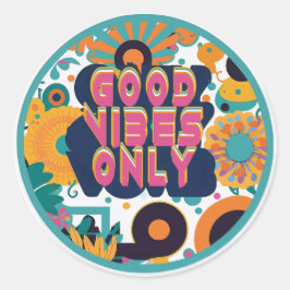 Groovy Good Vibesステッカー ラウンドシール