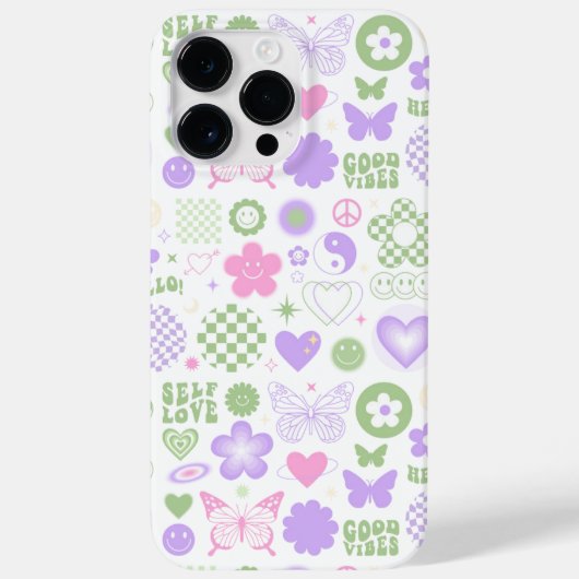 Groovy Good Vibes Y2Kバタフライガールモダンズ Case-Mate iPhoneケース (裏面)