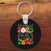 Groovy Goodbye 2025 Hello 2026 Happy New Years Eve キーホルダー (正面)