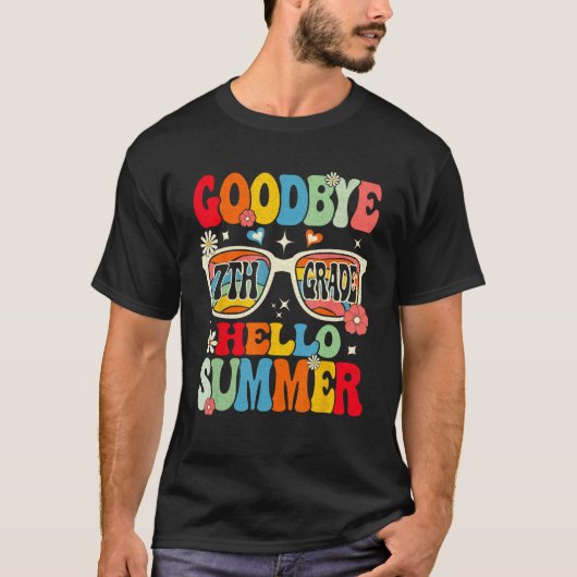 Groovy Goodbye 7th Grade Graduation Hello Summer K Tシャツ (正面)