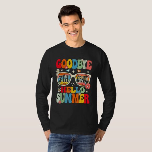 Groovy Goodbye 7th Grade Graduation Hello Summer K Tシャツ (正面フル)