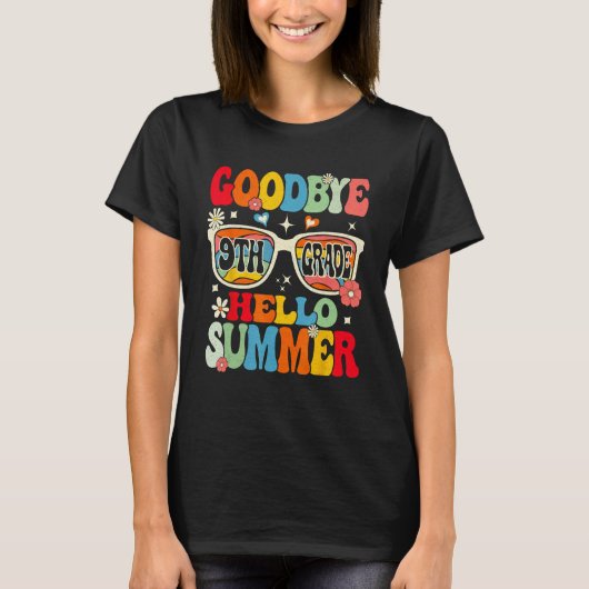 Groovy Goodbye 9th Grade Graduation Hello Summer K Tシャツ (正面)