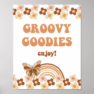 Groovy Goodiesレトロヒッピーパーティー標識 ポスター