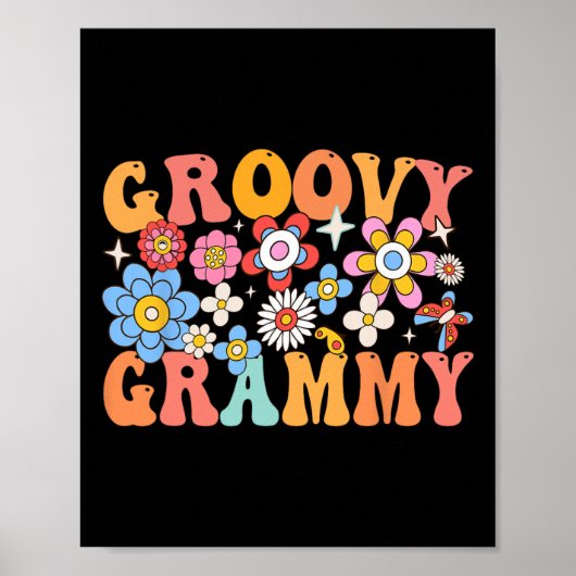 Groovy Grammy Mothers Day カラフル Flowers Matchin ポスター (正面)