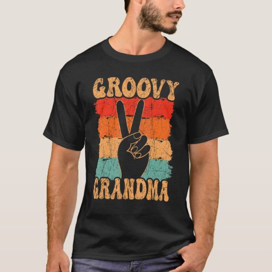 Groovy Grandma 70s Aesthetic Nostalgia 1970's Retr Tシャツ (正面)