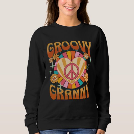 Groovy Granny  Retro 60s 70s Hippie Grandma Grandm スウェットシャツ (正面)