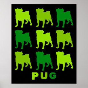 Groovy Green Pugsポスター ポスター