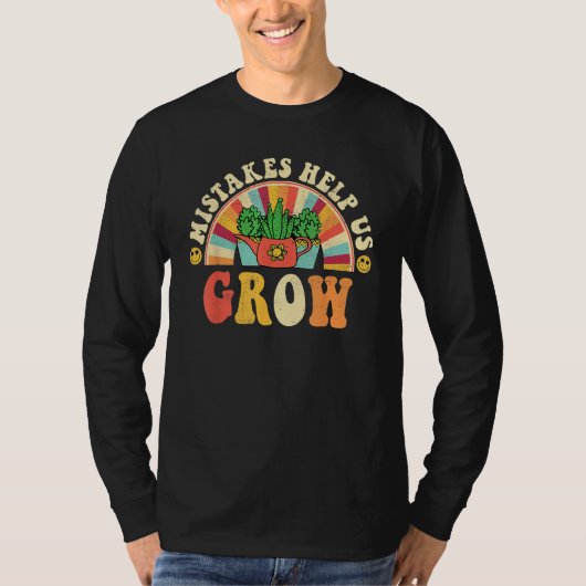 Groovy Growth Mindset Positive Retro Teachers Back Tシャツ (正面)