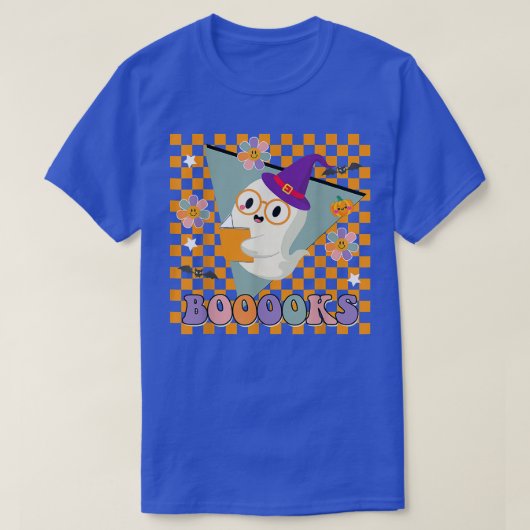Groovy Halloween Booooks Retro Cute Spooky Ghost T Tシャツ (デザイン正面)