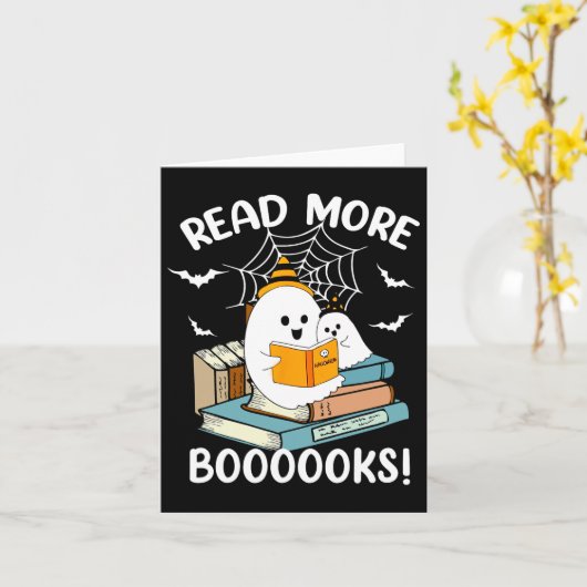 Groovy Halloween Ghost Read More Boooooks Libraria カード (黄色い花)