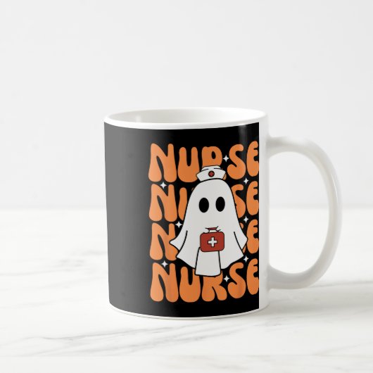Groovy Halloween Nurse Ghost Funny Nursing Costume コーヒーマグカップ (右)