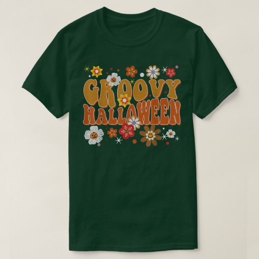 Groovy Halloween Vintage Floral Cute Halloween Tシャツ (デザイン正面)